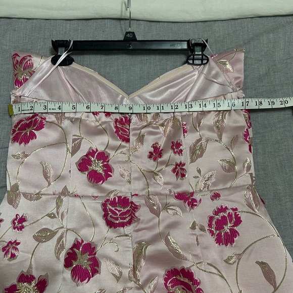 Fate Floral Jacquard Strapless Dress Pink Women’s Large Wedding Formal Banquet - Picture 8 of 9